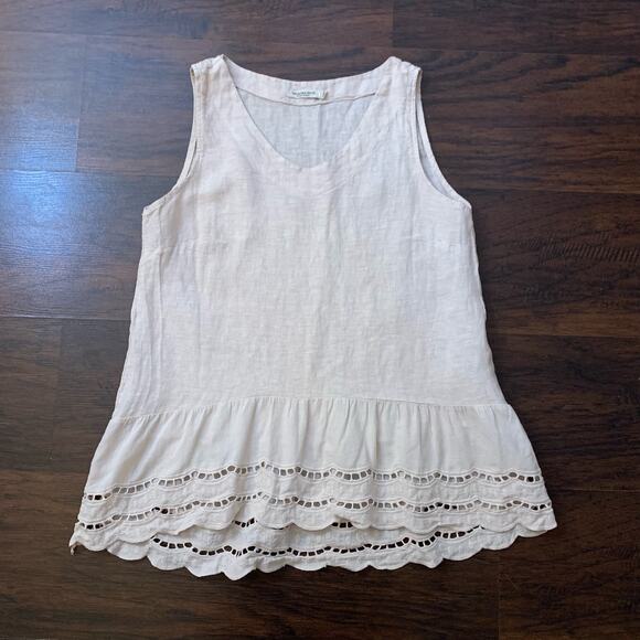 Valentina Naldi light tan linen sleeveless top size M - Picture 5 of 11